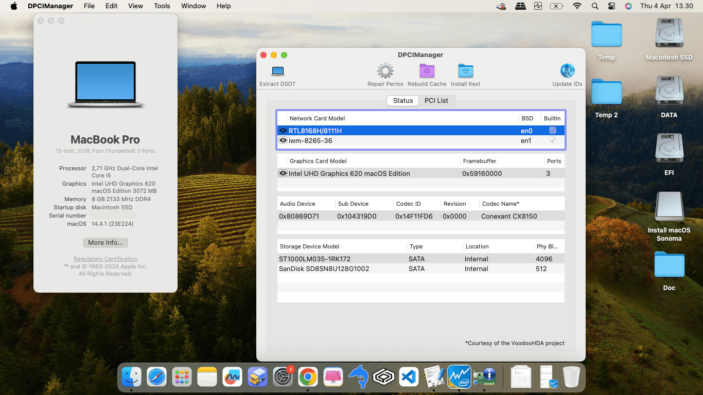 Success Hackintosh macOS Sonoma 14.4.1 Build 23E224 in Asus VivoBook A405UQ-BV307T